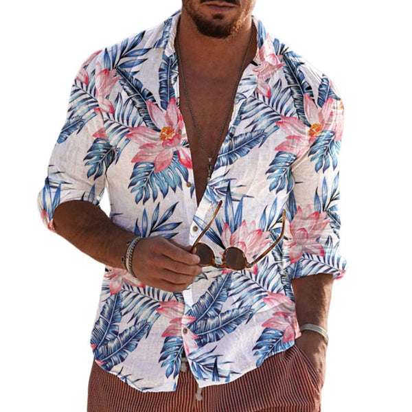 Men's Retro Casual Printed Long Sleeve Shirt 56885119TO