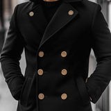 Men's Vintage Wool Double-Breasted Mid-Length Coat 69777118Y