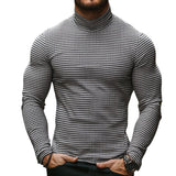 Men's Retro Casual Houndstooth Print Turtleneck Long Sleeve T-Shirt 11085960TO