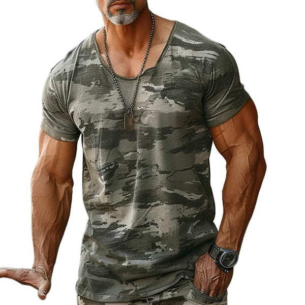 Men's Camouflage Print Round Neck Short Sleeve T-Shirt 90339221X