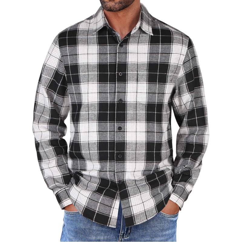 Men's Casual Plaid Long Sleeve Shirt 84216023Y