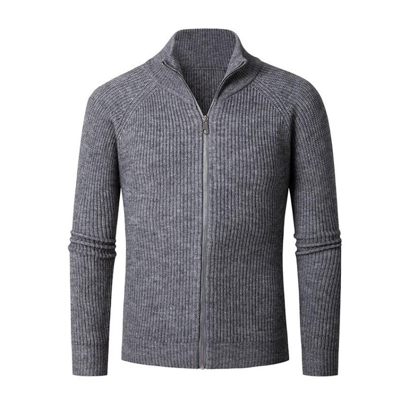 Men's Casual Solid Color Stand Collar Loose Knitted Cardigan 67721300M