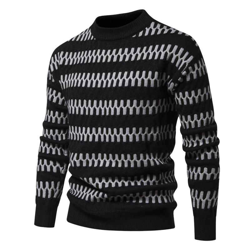 Men's Warm Pullover Striped Knitted Sweater 06249609F