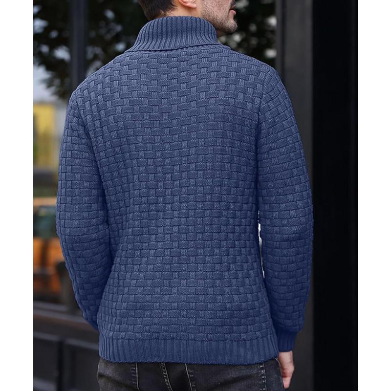 Men's Casual Jacquard Knit Lapel Sweater 15858753Y