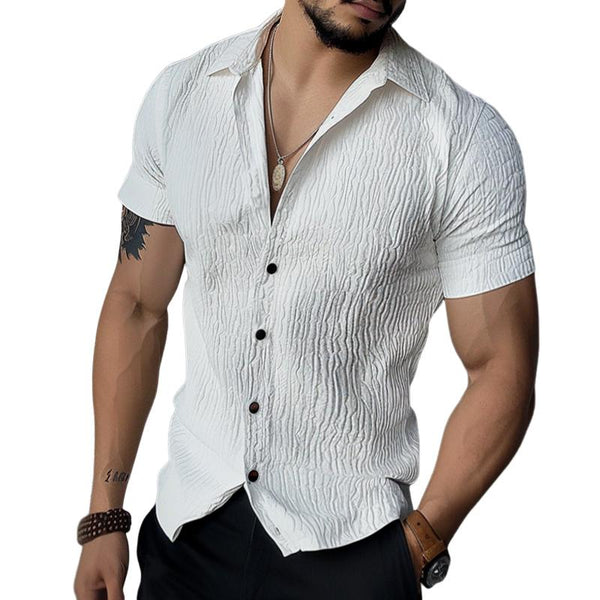 Men's Casual Vintage Short Sleeve Lapel Shirt 02725109TO