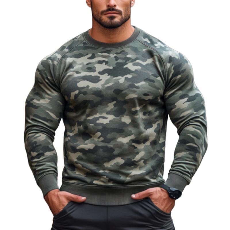 Men's Classic Casual Slim Fit Camouflage Crew Neck Sweatshirt 18193961K