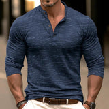 Men's Solid Henley Collar Long Sleeve T-shirt 70175935Z