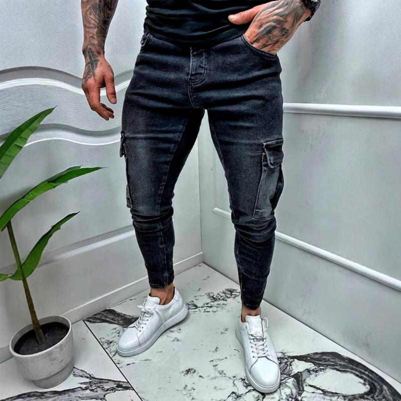 Jean multi-poches vintage vieilli pour homme 55802294X