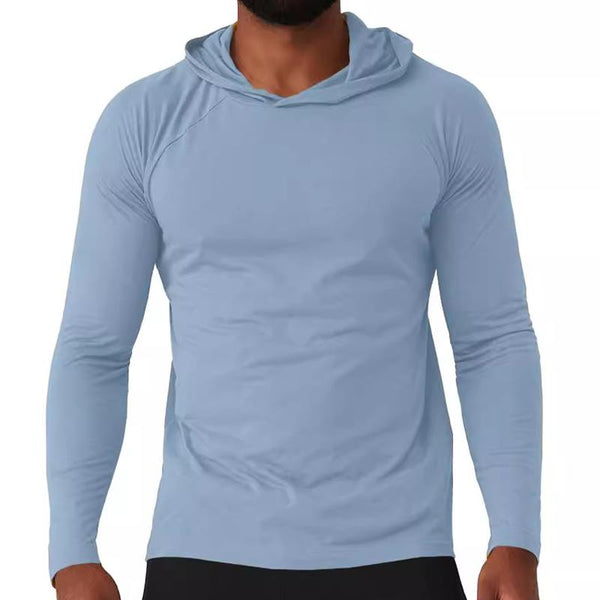 Men's Solid Color Long Sleeve Sports Casual Hoodie 03895741Z