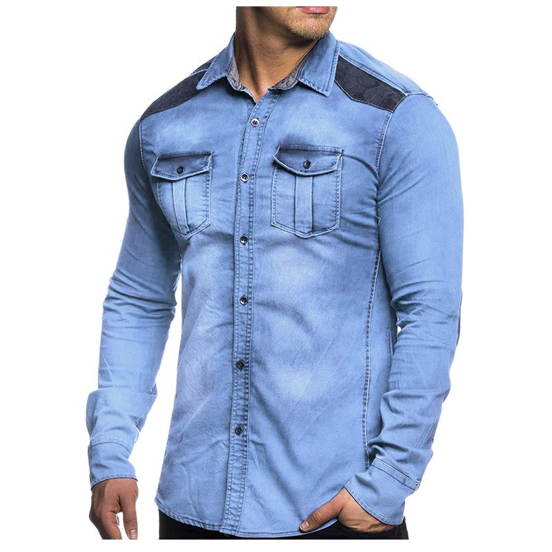 Men's Washed Denim Long Sleeve Shirt 05174445F