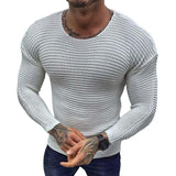 Men's Solid Color Long Sleeve Round Neck Pullover Knitted Sweater 76428756X