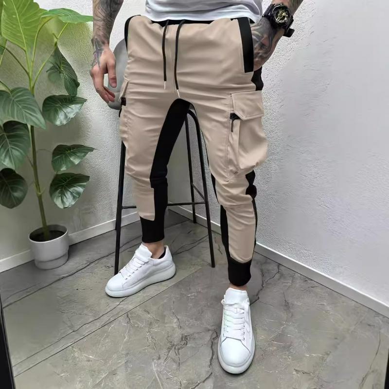 Men's Colorblock Multi-pocket Elastic Waist Cargo Pants 27140739Z