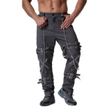 Men's Fashion Metal Chain Zipper Decorative Cargo Pants 83305212Z