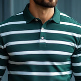 Men's Classic Retro Casual Slim Fit Horizontal Striped Polo Shirt 16294925K