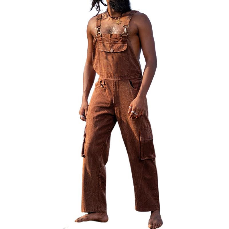 Men's Vintage Men's Multi-Pocket Jumpsuit 10454809X