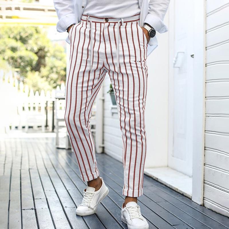 Men's Fashion Striped Slim Casual Pants 69083899Z
