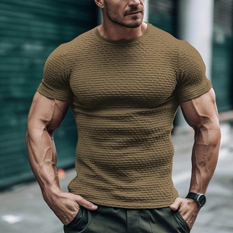 Einfarbiges T-Shirt mit Rundhalsausschnitt und kurzen Ärmeln für Herren 49634659Z