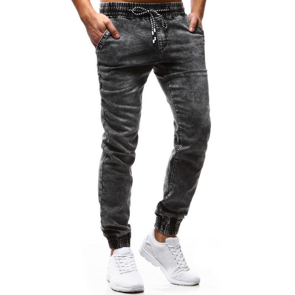 Men's Retro Distressed Drawstring Elastic Waist Casual Jeans 76788800Z