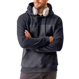 Men's Casual Waffle Patchwork Loose Sports Hoodie 26741672M