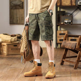 Men's Casual Outdoor Cotton Camouflage Multi-Pocket Loose Cargo Shorts 95324914M