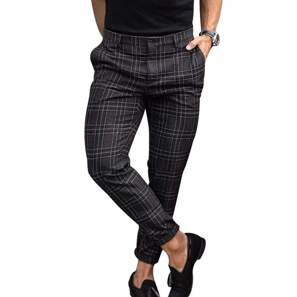 Men's Plaid Mid-length Suit Pants 40585633Z