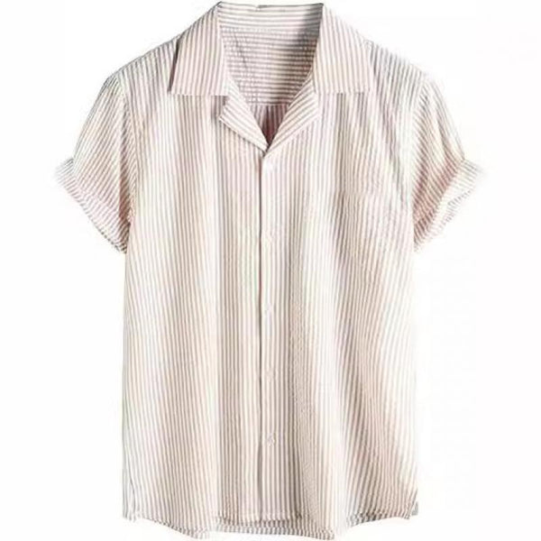 Men's Striped Lapel Short Sleeve Casual Shirt 08243057Z