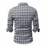 Men's Casual Brushed Plaid Long Sleeve Shirt 82349233Y