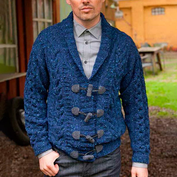 Men's Vintage Lapel Single Breasted Casual Knit Cardigan 86451662Z