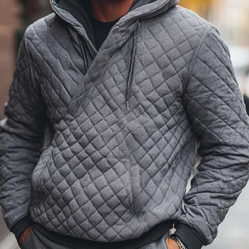 Men's Casual Quilted Embossed Thickened Hoodie 44828122F