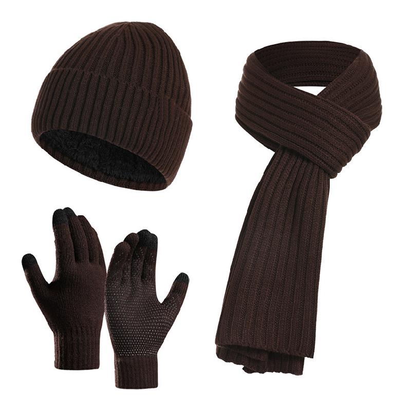 Conjunto de tres piezas de gorro, guantes y bufanda para hombre, práctico y versátil 88636826F