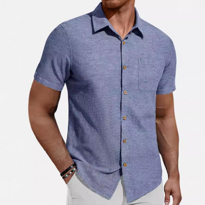 Men's Casual Solid Color Short-Sleeved Shirt 78902779Y