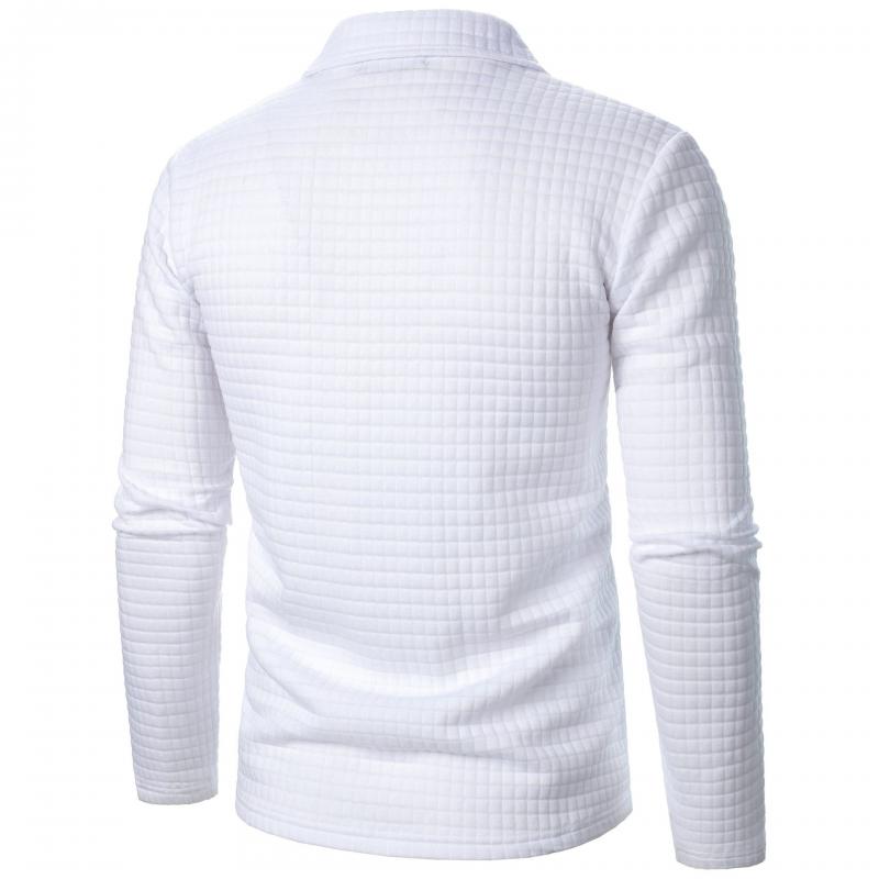 Men's Waffle Solid Half Zip Long Sleeve Lapel Sweatshirt 87830932Y