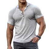Men's Cotton Blend Short-sleeved Solid Color POLO Shirt 56294648X