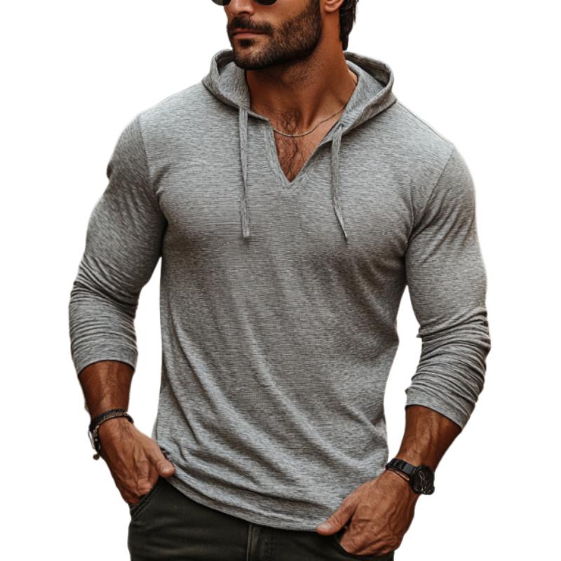 Men's Classic Casual Hooded Slim Fit Bamboo Cotton Long Sleeve T-Shirt 63462020K