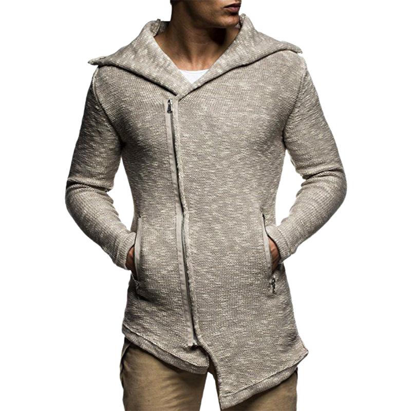 Men's Light Grey Knit Zipper Blend Cardigan 96488470U