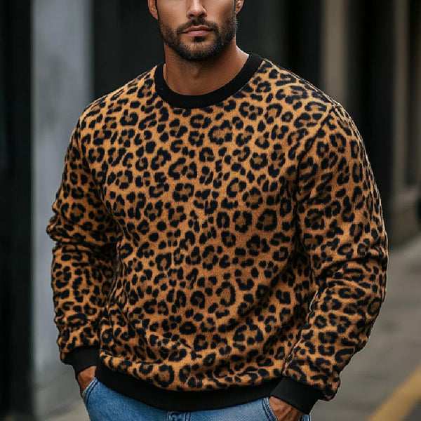 Men's Classic Casual Leopard Crew Neck Sweater 18470203K