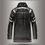 Men's Classic Casual Plus Velvet Mid-length Leather Jacket 25911097K