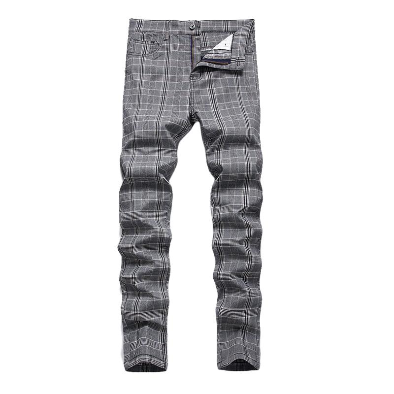 Pantalones casuales de cuadros elásticos para hombre 43205160X