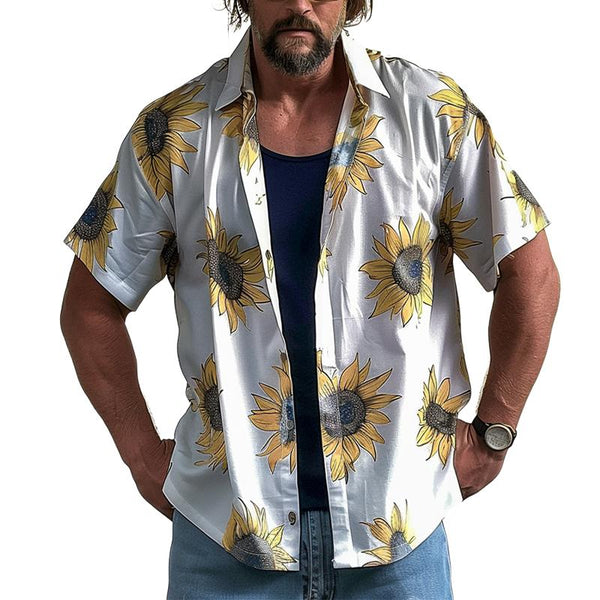 Men's Casual Beach Sunflower Print Shirt 95983075TO