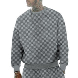 Men's Checkerboard Crew Neck Knitted Long Sleeve Sweatshirt 63722965X