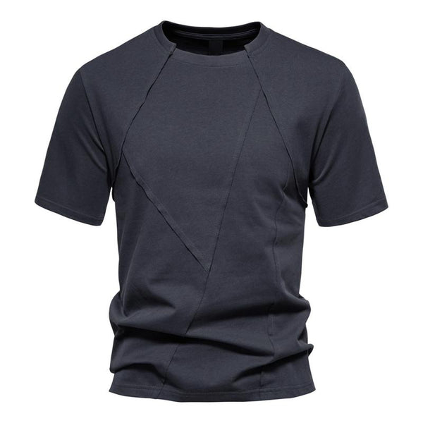Men's Solid Stitching Round Neck Short Sleeve Casual T-shirt 48613049Z