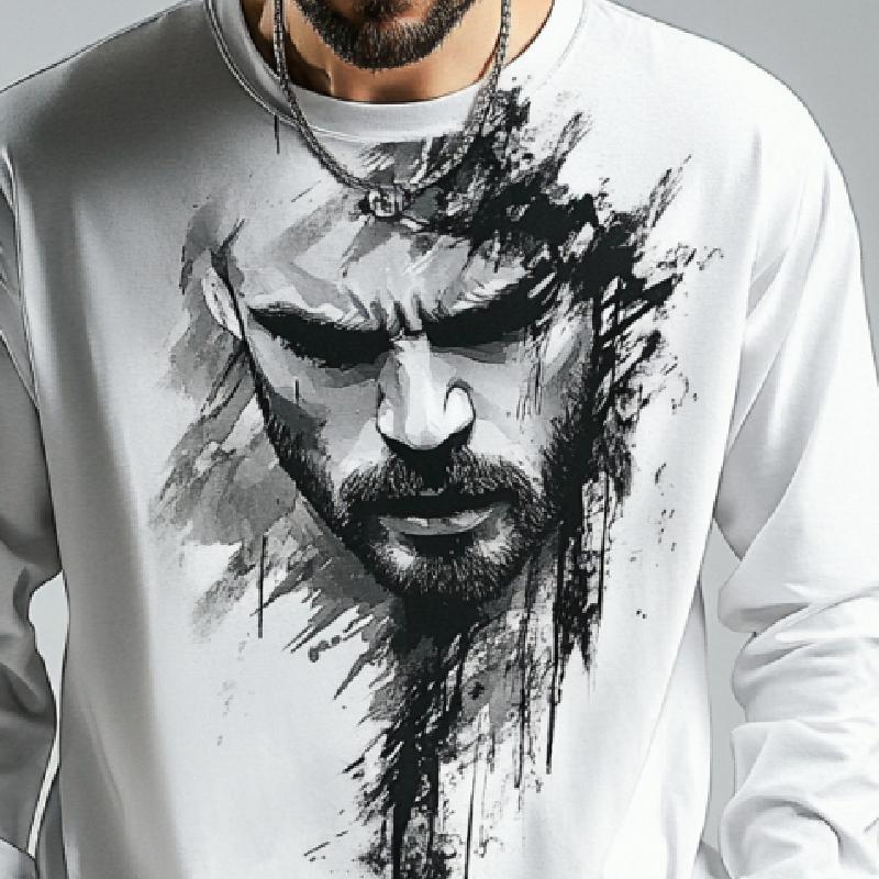 Men's Casual Printed Round Neck Long Sleeve T-Shirt 44797007K