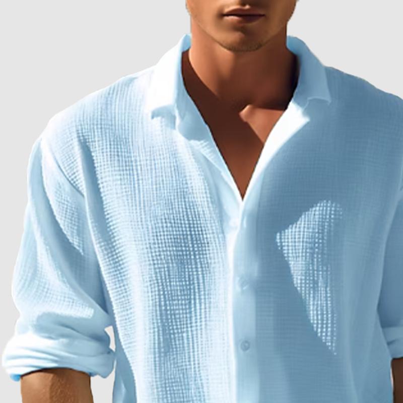 Men's Solid Loose Lapel Long Sleeve Shirt 60348584Z