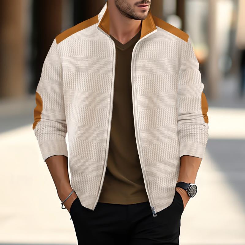 Men's Casual Colorblock Lapel Zipper Jacket 98580197X