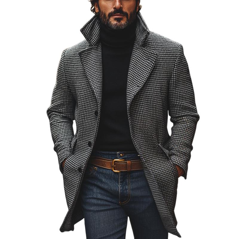 Cappotto monopetto con revers a tacca, lunghezza media, classico da uomo, 20897713M