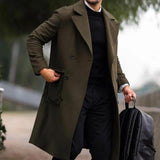 Men's Solid Lapel Double Breasted Mid-length Coat 18201399Z