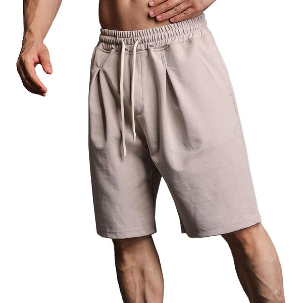 Men's Solid Color Cotton Straight Elastic Waist Sports Fitness Shorts 92874127Z