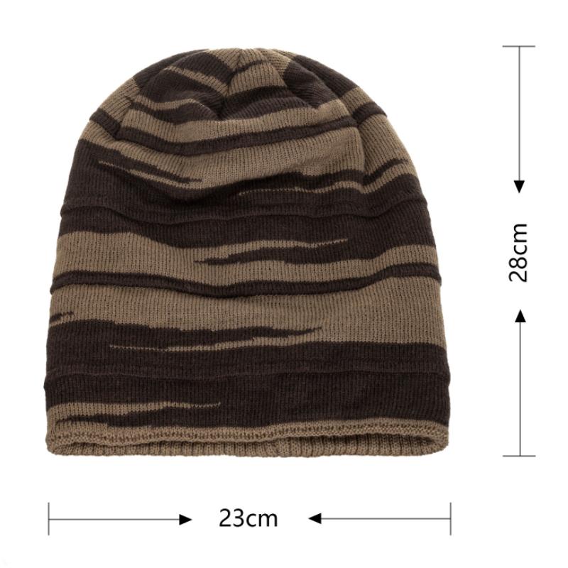 Men's Retro Colorblock Jacquard Plush Lining Warm Knitted Hat 15668282Y