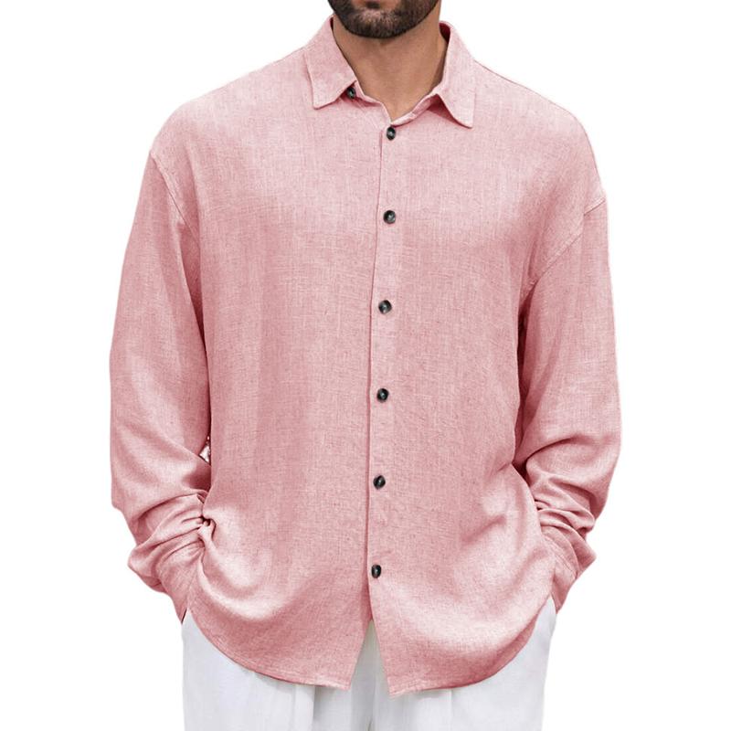 Men's Solid Loose Lapel Long Sleeve Casual Shirt 46144673Z