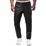 Men's Casual Solid Color Straight PU Leather Pants 18895970Y